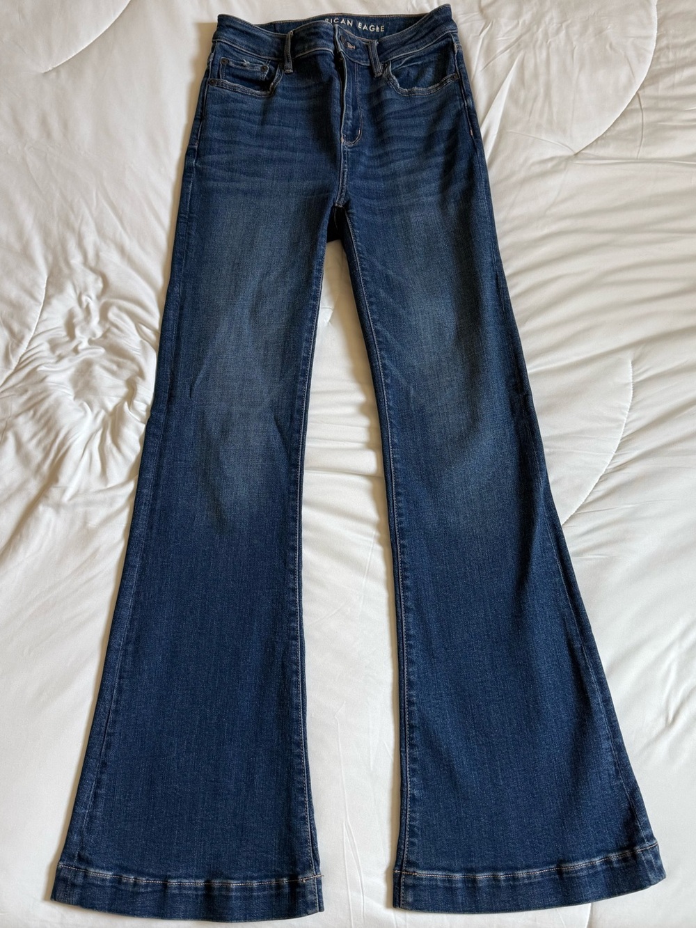 American Eagle Outfitters Dark Indigo Super Rise Flare Size 0
